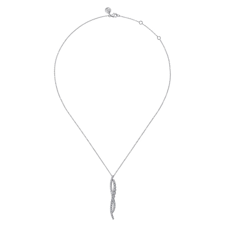 Gabriel & Co. 14K White Gold Round Cut Diamond Pave Twist Pendant