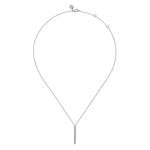 Gabriel & Co. 14K White Gold Round Cut Vertical Bar Diamond Necklace Pendant