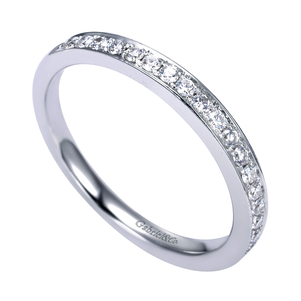 Gabriel & Co. 0.25 Carat Diamond Micro Pave Prong Set High Polish Wedding Band