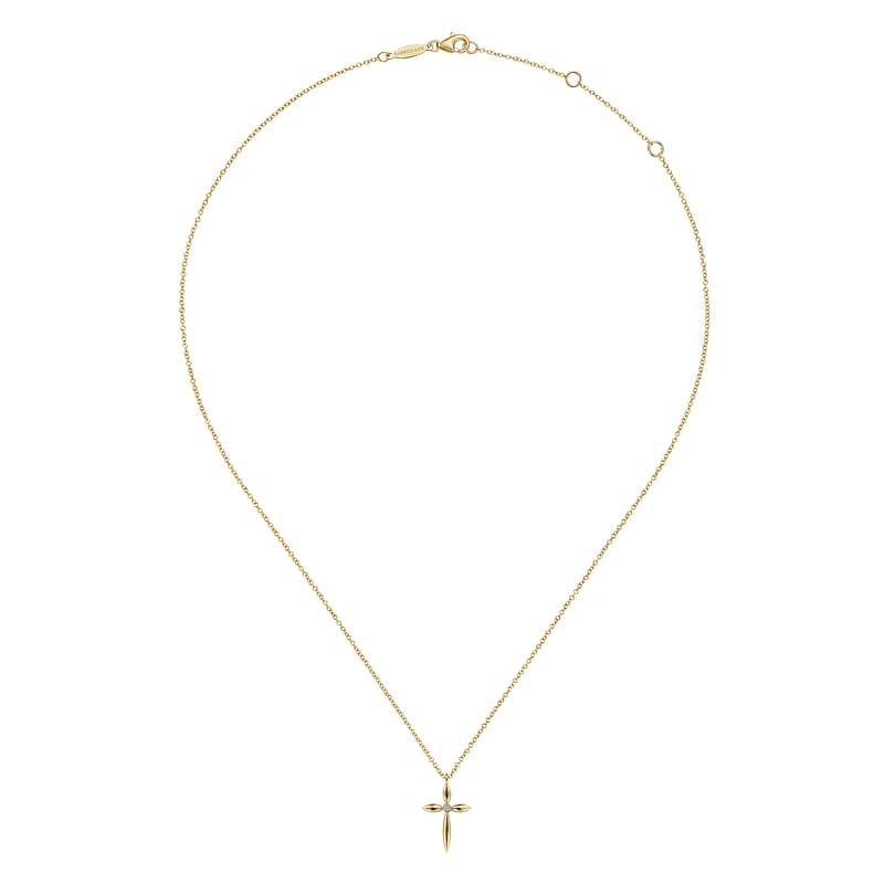 Gabriel & Co. Yellow Gold High Polish Diamond Cross Tapered Pendant