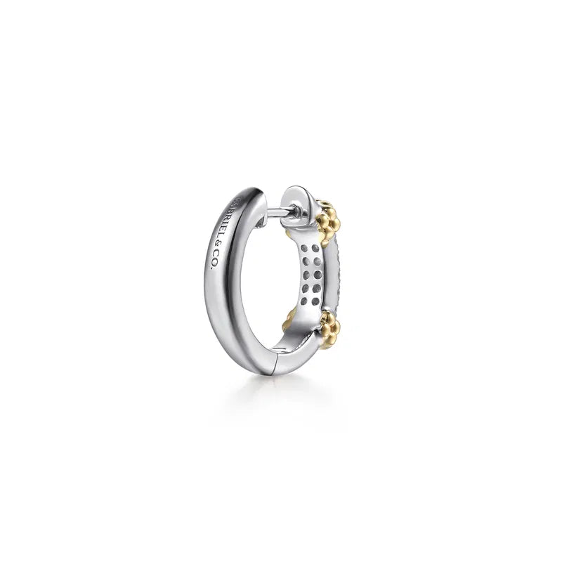 Gabriel & Co. Bujukan White Sapphire Huggie Earrings in 14K Yellow Gold & Sterling Silver One Piece