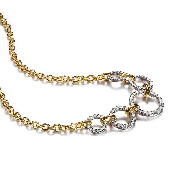 Gabriel & Co. Yellow & White Gold Two-Tone Gold Contemporary Diamond Circle Necklace