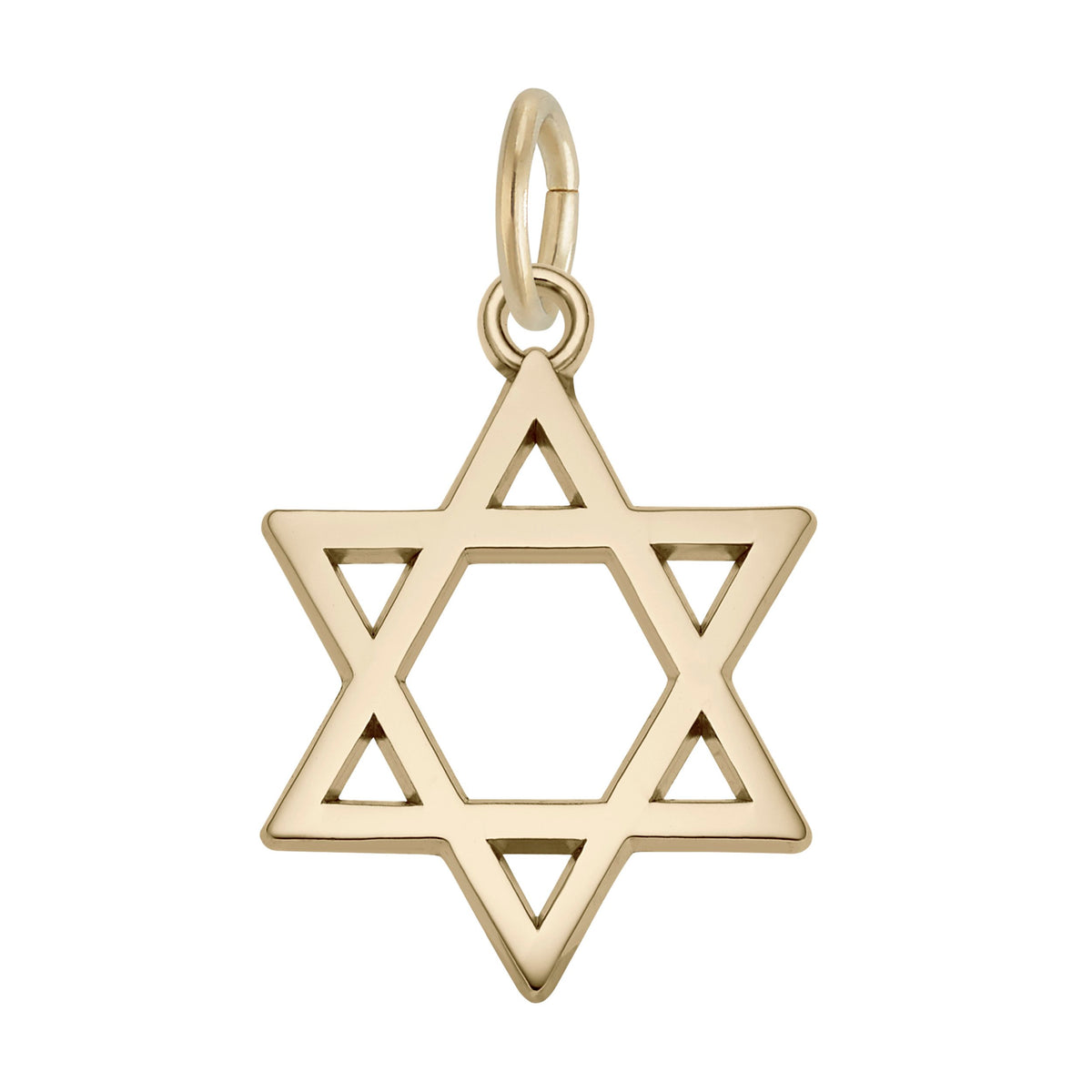 14K yellow gold high polished open Star of David charm with jump ring
