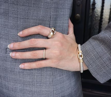 Vahan Sterling Silver & Yellow Gold Diamond Octagon Bangle