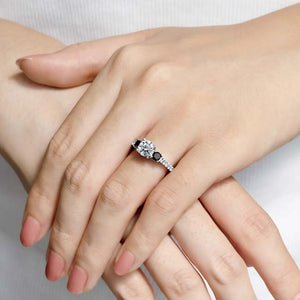 Barkev's Three Stone Black & White Diamond Engagement Ring