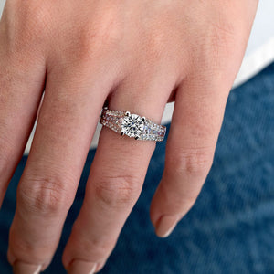 Barkev's Three Row Pave Diamond Engagement Ring