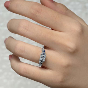Barkev's Blue Sapphire Petal Diamond Encrusted Engagement Ring