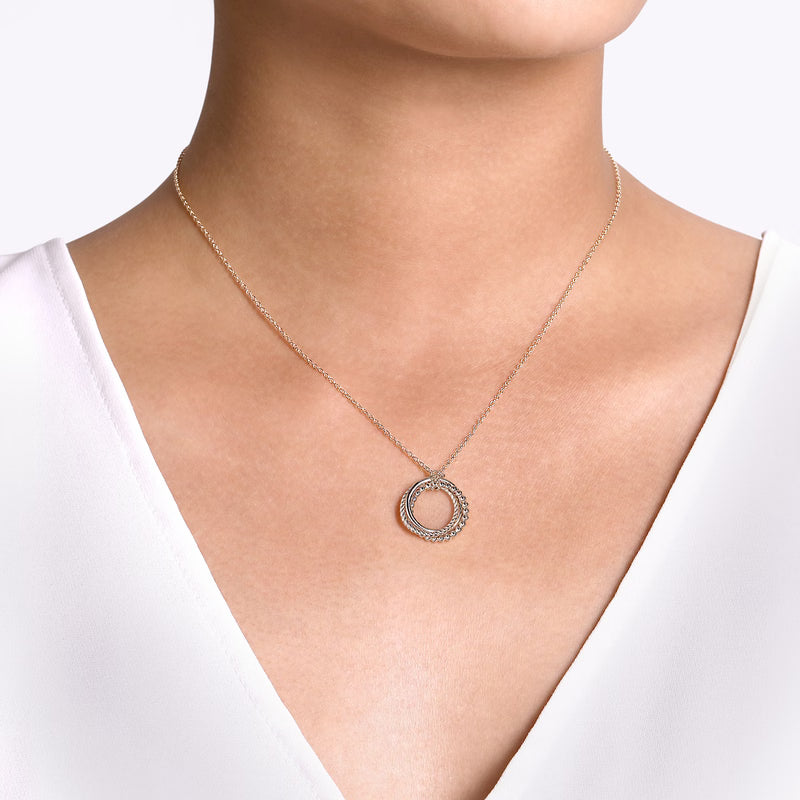 Gabriel & Co. Bujukan Twisted Rope Multi-Circle Pendant Necklace in Sterling Silver When Worn