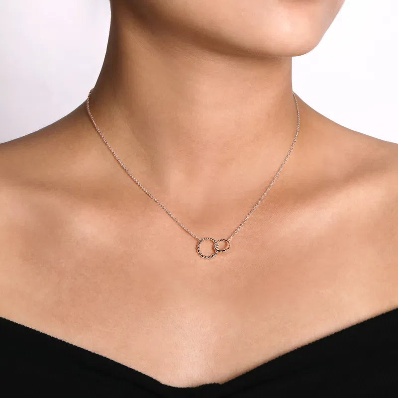 Gabriel & Co. Bujukan Double Circle Interlocking Links Necklace in Sterling Silver When Worn