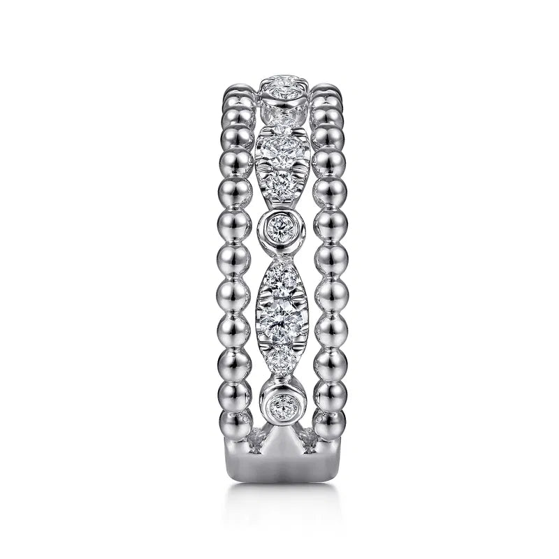 Gabriel & Co. Bujukan White Sapphire Easy Stackable Ring in Sterling Silver