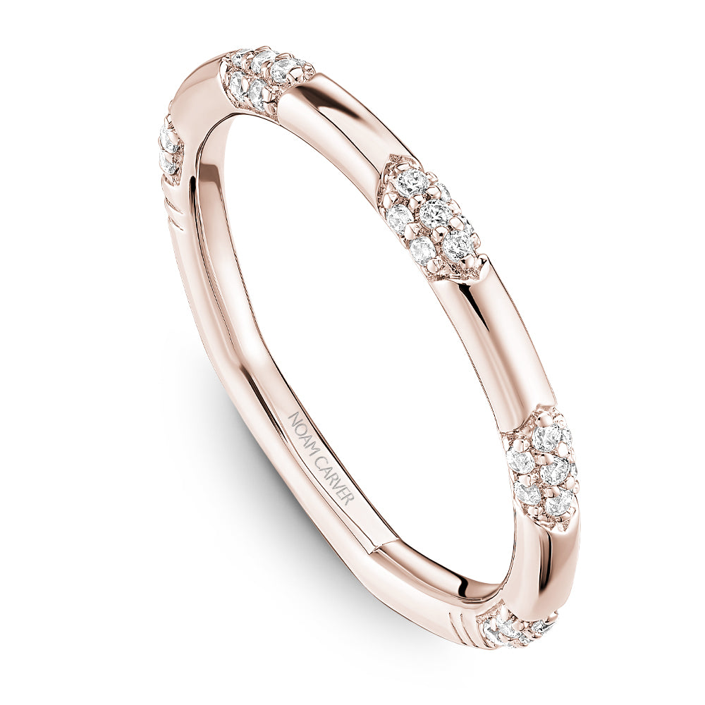 Noam Carver Rose Gold Contemporary Station Style Diamond Wedding Band