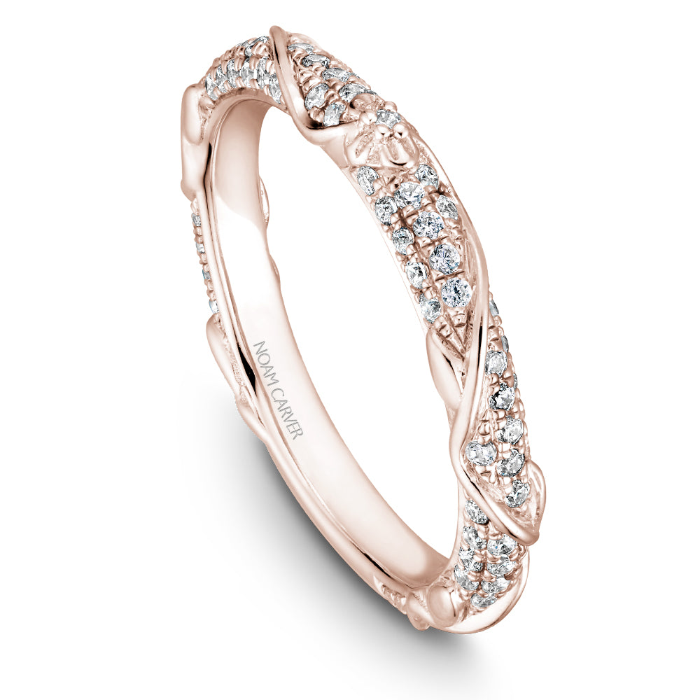 Noam Carver Rose Gold Intricate Floral Nature Inspired Diamond Wedding Band