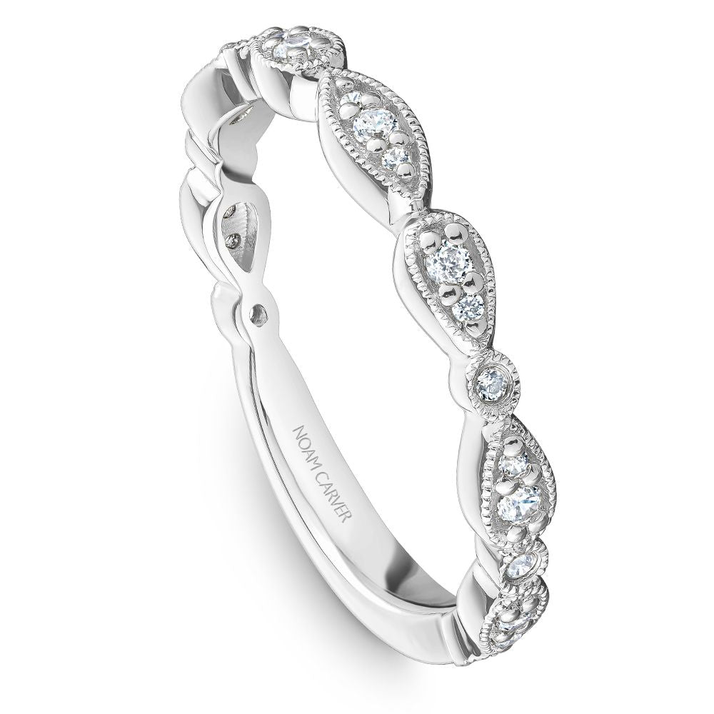 Noam Carver White Gold Vintage Style Milgrain Wedding Band