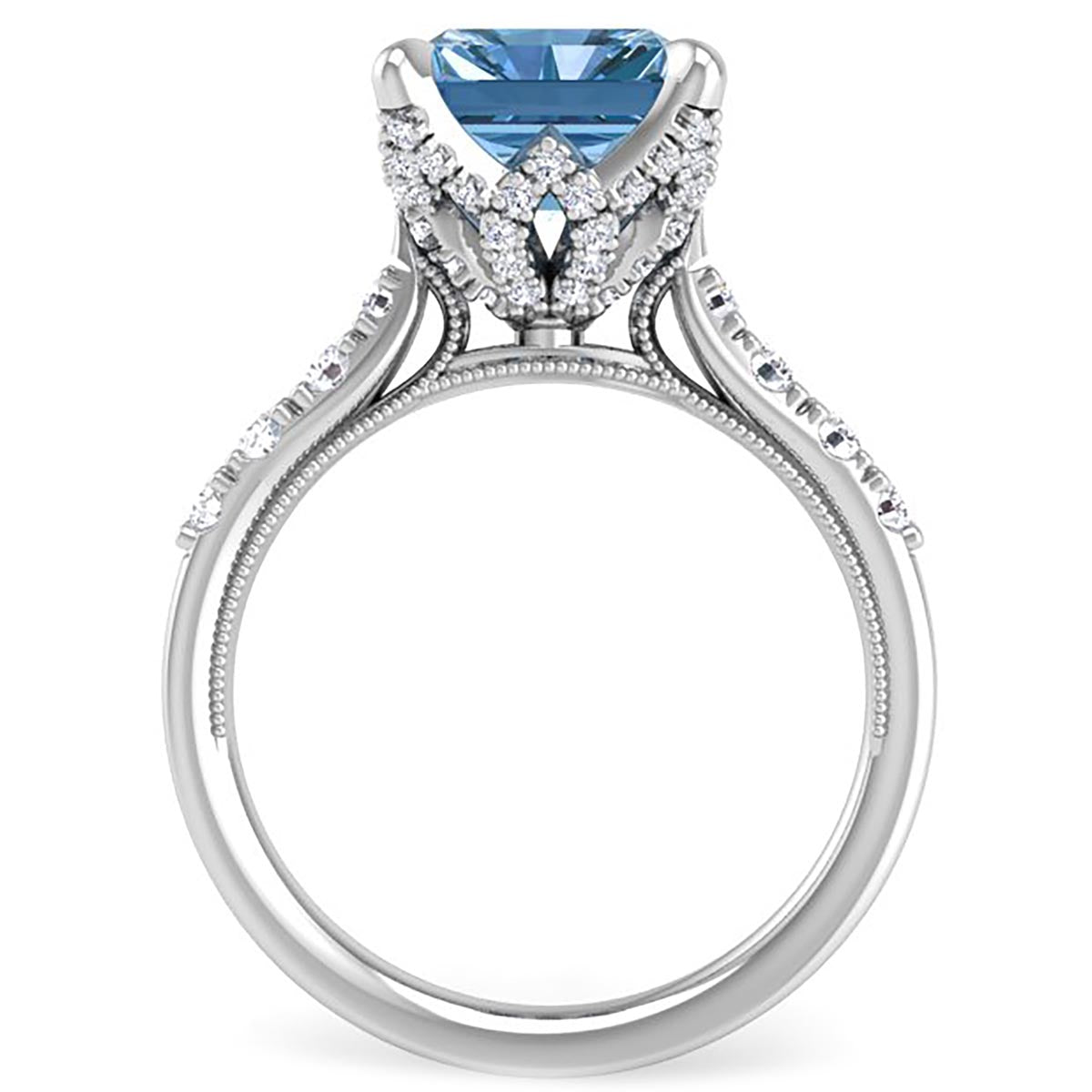 Ben Garelick Astra Square Radiant Cut Blue Lab-Grown Diamond Engagement Ring
