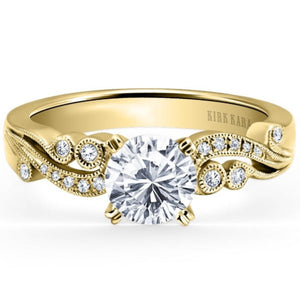 Kirk Kara Yellow Gold "Angelique" Vintage Diamond Engagement Ring Front View