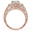 Load image into Gallery viewer, Kirk Kara Rose Gold &quot;Charlotte&quot; Emerald Cut Three Stone Diamond Engagement Ring Side VIew

