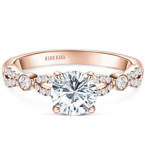 Kirk Kara Rose Gold "Lori" Vintage Style Twist Diamond Engagement Ring Front View