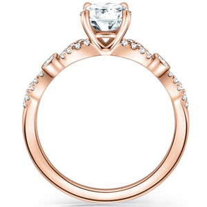 Kirk Kara Rose Gold "Lori" Vintage Style Twist Diamond Engagement Ring Side View