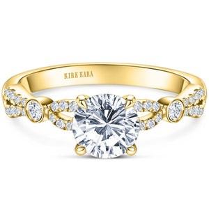 Kirk Kara Yellow Gold "Lori" Vintage Style Twist Diamond Engagement Ring Front View