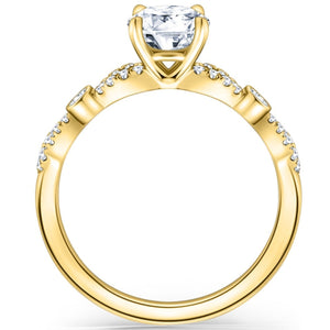 Kirk Kara Yellow Gold "Lori" Vintage Style Twist Diamond Engagement Ring Side View 
