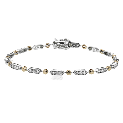 Simon G. LB2192 geometric diamond station bracelet in white and yellow gold