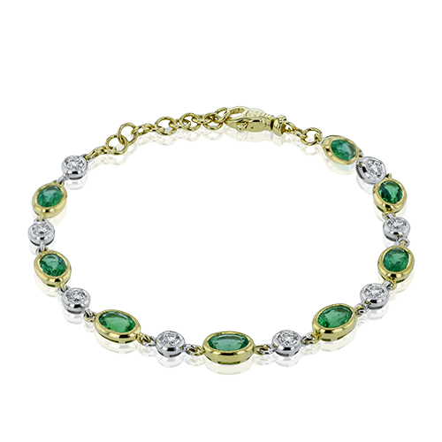 Simon G. LB2821-Y two-tone emerald and diamond bezel station bracelet
