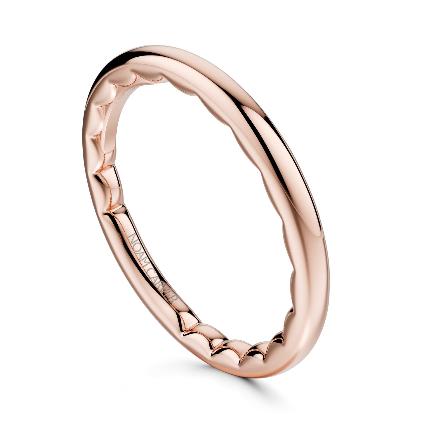 Noam Carver Rose Gold 1.8MM Luna High Polish Cigar High Polish Wedding Band