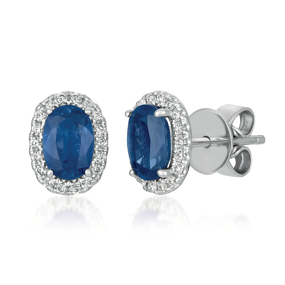 Le Vian 14K White Gold Oval Cut Blueberry Sapphire & Vanilla Diamond Halo Earrings