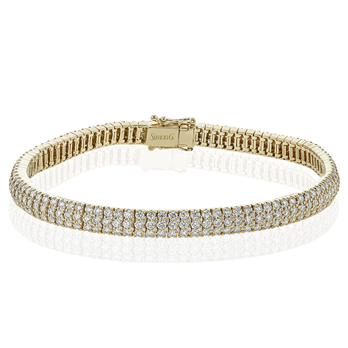 Simon G. 18K Yellow Gold Wide 5 Carat Round Cut Pave Diamond Bracelet