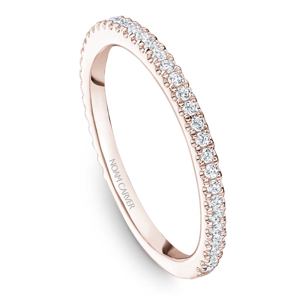 Noam Carver Rose Gold Shared Prong Round Cut Diamond Wedding Band