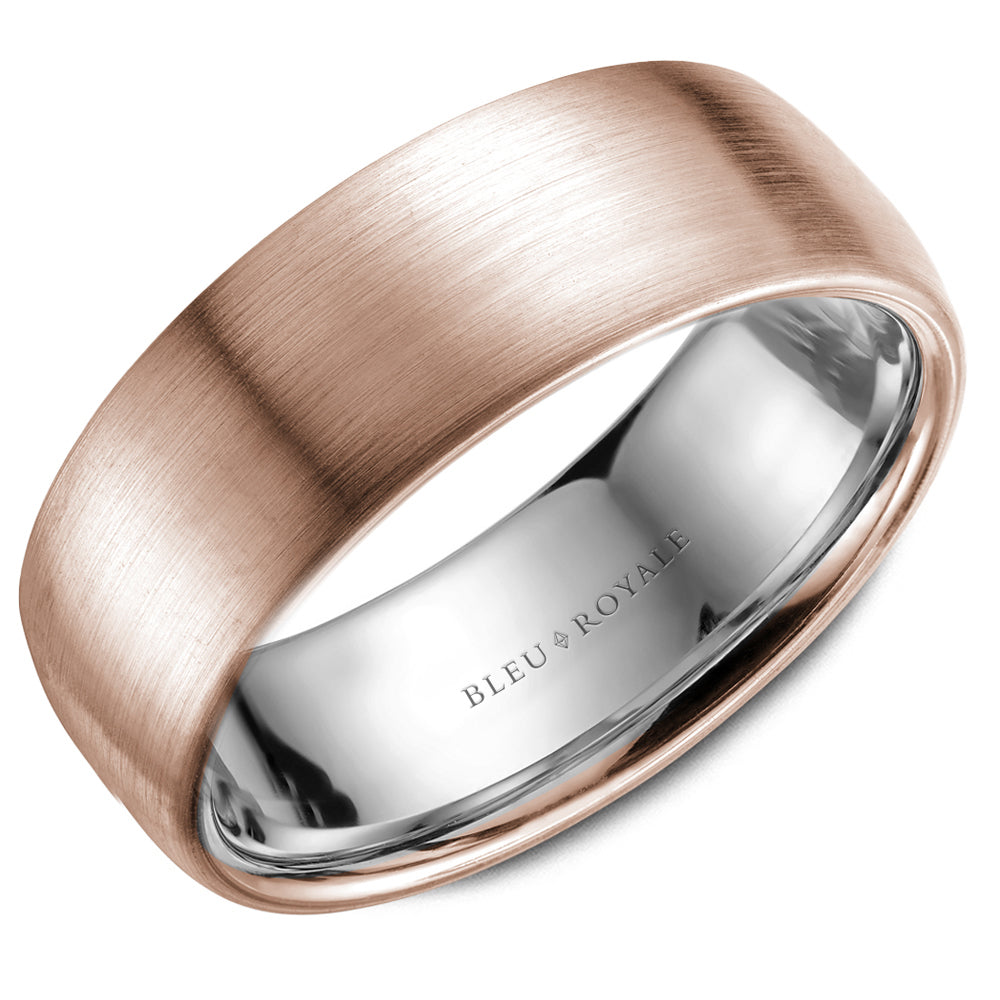 Bleu Royale 8mm Rose & White Sandpaper Wedding Band