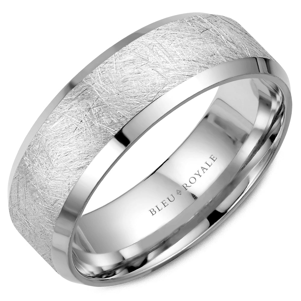 Bleu Royale 14K White Gold Diamond Brush Wedding Band
