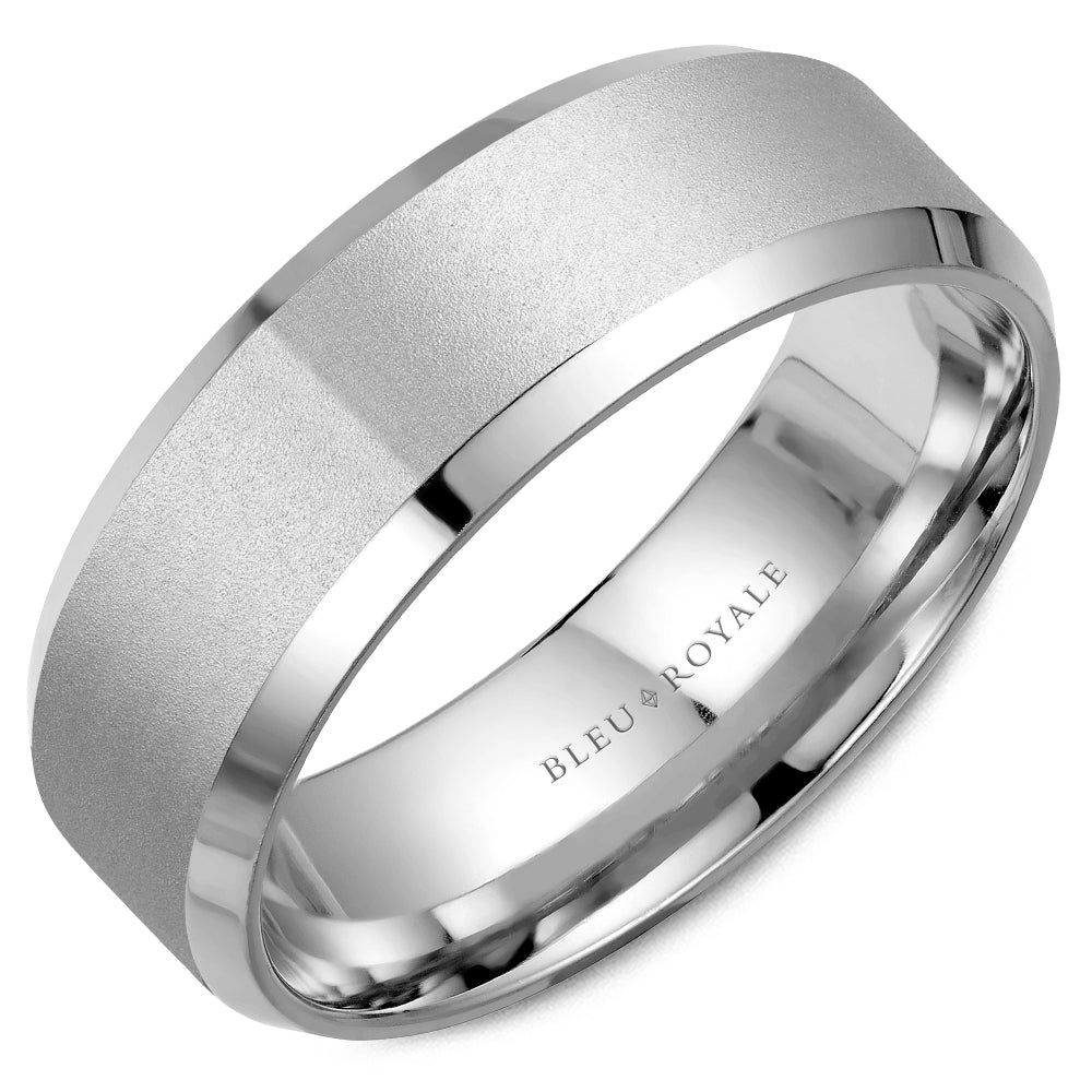 Bleu Royale White Gold Sandblast Center Wedding Band