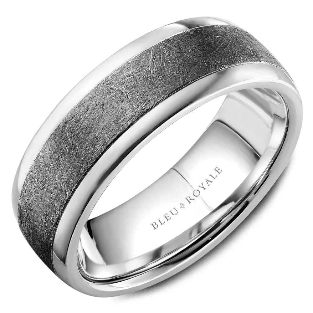 Bleu Royale Diamond Brush Grey Tantalum & White Gold Wedding Band