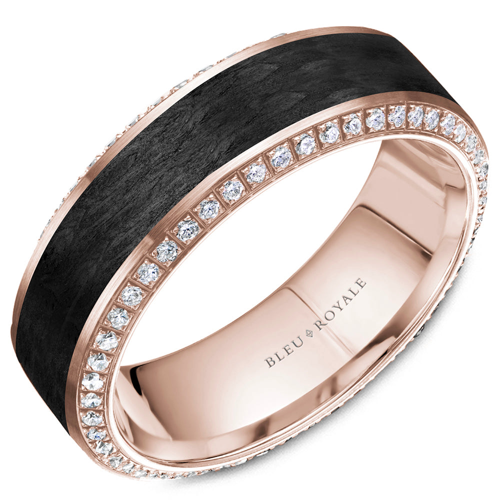 Bleu Royale Rose Gold & Carbon Fiber Diamond Eternity Wedding Band
