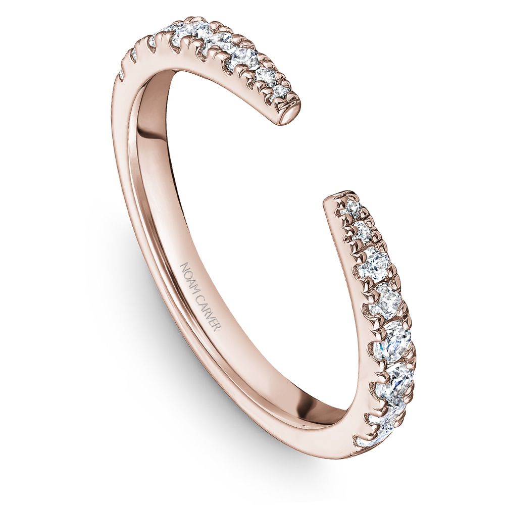 Noam Carver Rose Gold Prong Set Split Diamond Stackable Band