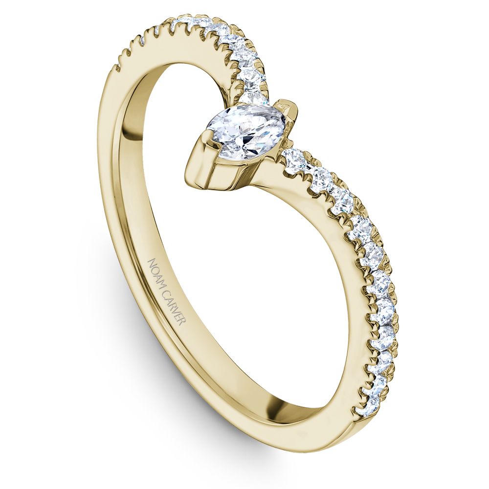 Noam Carver Yellow Gold Marquise Tip Chevron Diamond Wedding Band