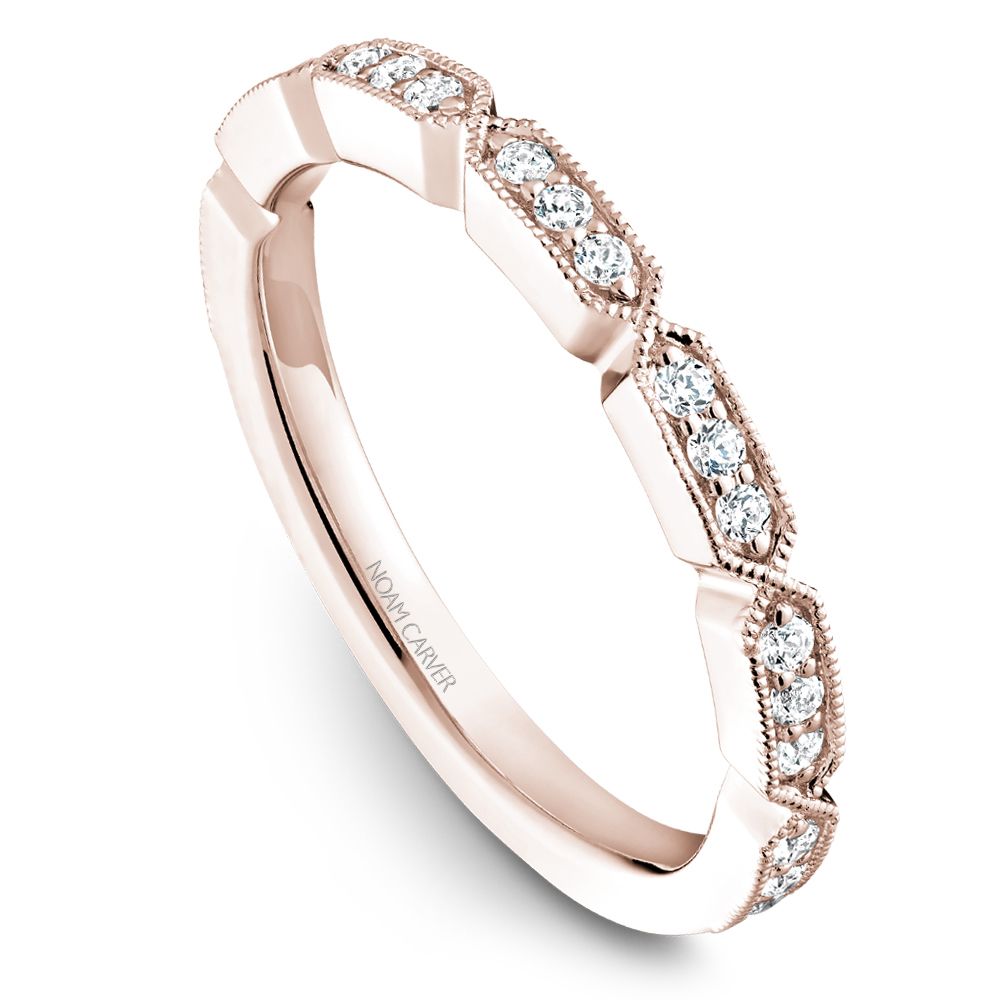 Noam Carver Rose Gold Vintage Style Wedding Band with Milgrain Details