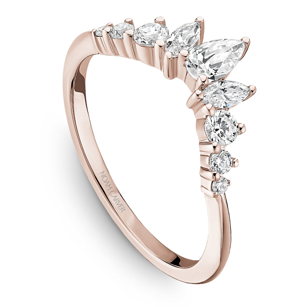 Noam Carver Rose Gold Tiara Pear Cut Diamond Wedding Band