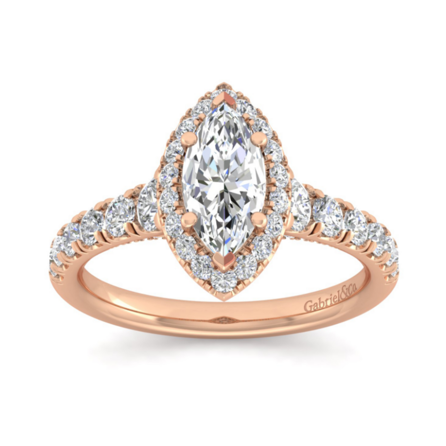 Gabriel & Co. "Hazel" Marquise Halo Diamond Pave Engagement Ring