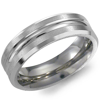 CrownRing 6MM Titanium Carved Center Wedding Band