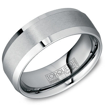CrownRing 8 mm Torque Satin Finished Tungsten Wedding Band