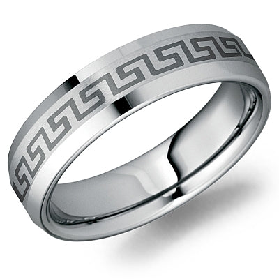 Ben Garelick Tungsten Ancient Greek Key Design Wedding Band