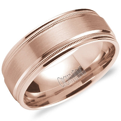 CrownRing Rose Wide Brushed Center Wedding Band