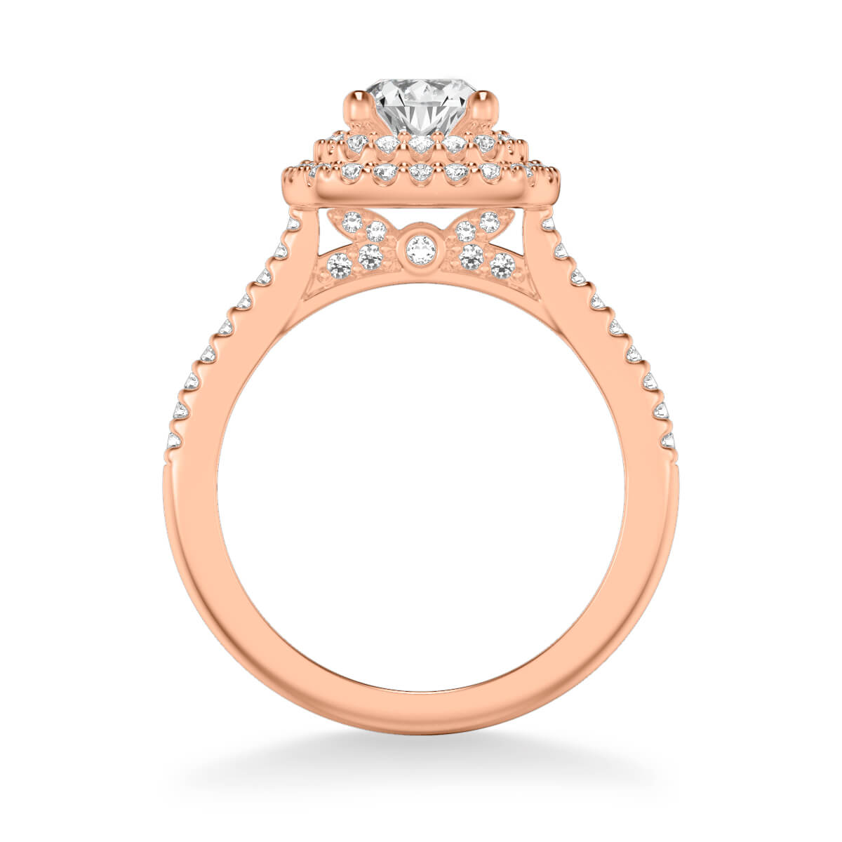Artcarved "Avril" Two Tone White And Rose Double Cushion Halo Diamond Engagement Ring
