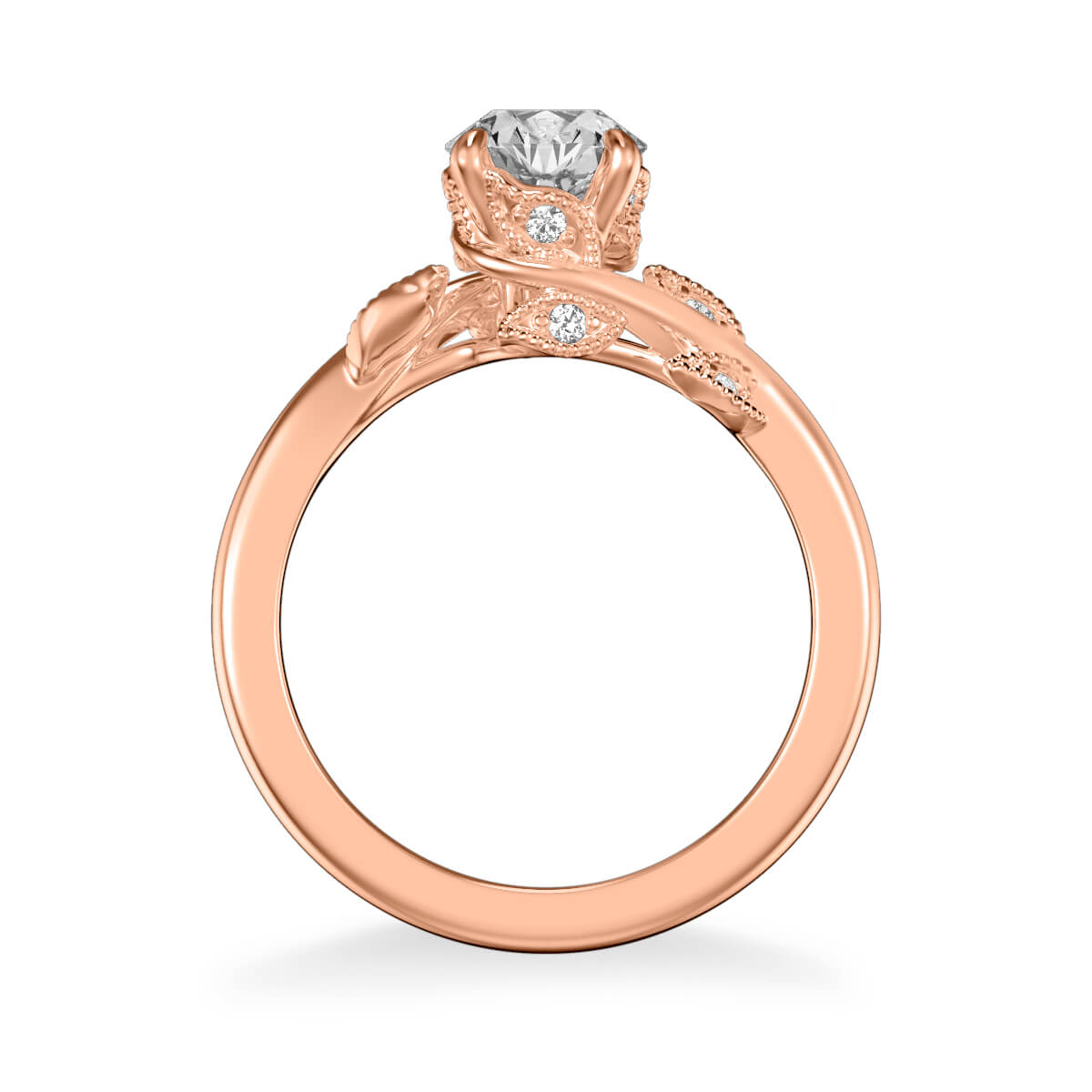 Artcarved "Lilac" Diamond Engagement Ring Featuring Leaf Carved Detailing