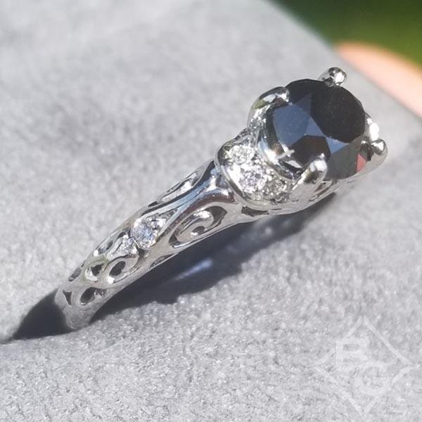 Artcarved "Peyton" 0.75 Carat Round Cut Black Diamond Engagement Ring