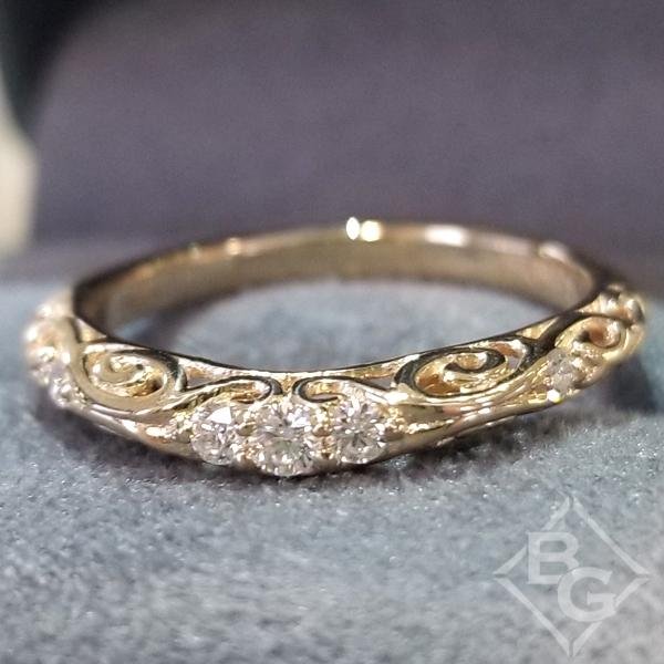 Artcarved "Peyton" Curved Filigree Diamond Wedding Band
