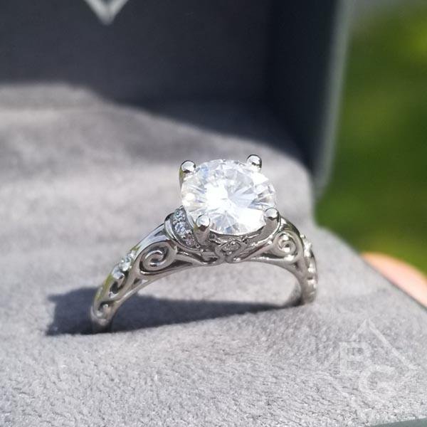 Artcarved "Peyton" Large Round Cut Center Engagement Ring with Scrollwork Design