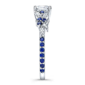 Barkev's Blue Sapphire Petal Diamond Encrusted Engagement Ring